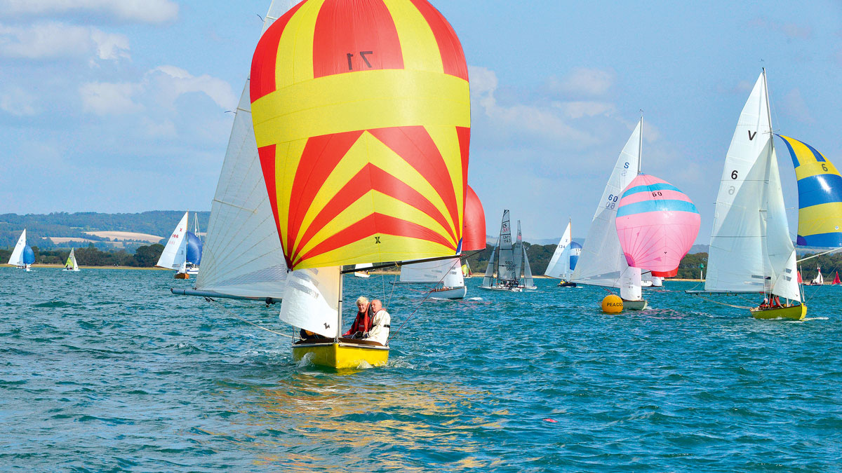 racing dinghies on the water