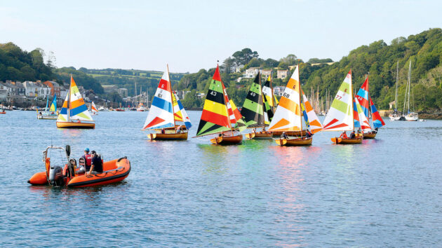 Racing dinghies out on the water