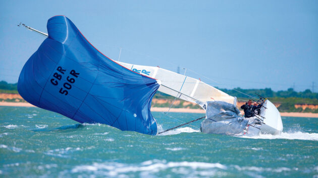 A boat after a gybe goes wrong