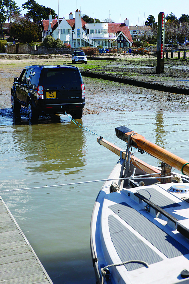 A boat launching on a slipway