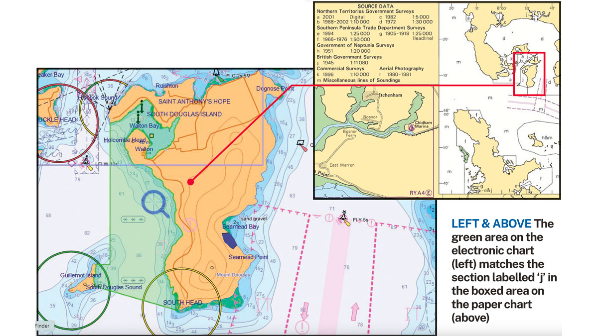 Electronic chart versus paper chart comparison. Credit: RYA