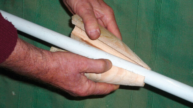 A split wooden bung for use with a boat stuffing box