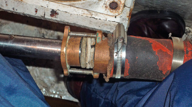 A stern gland ready for assembly on a boat