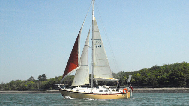 A cutter rig yacht sailing