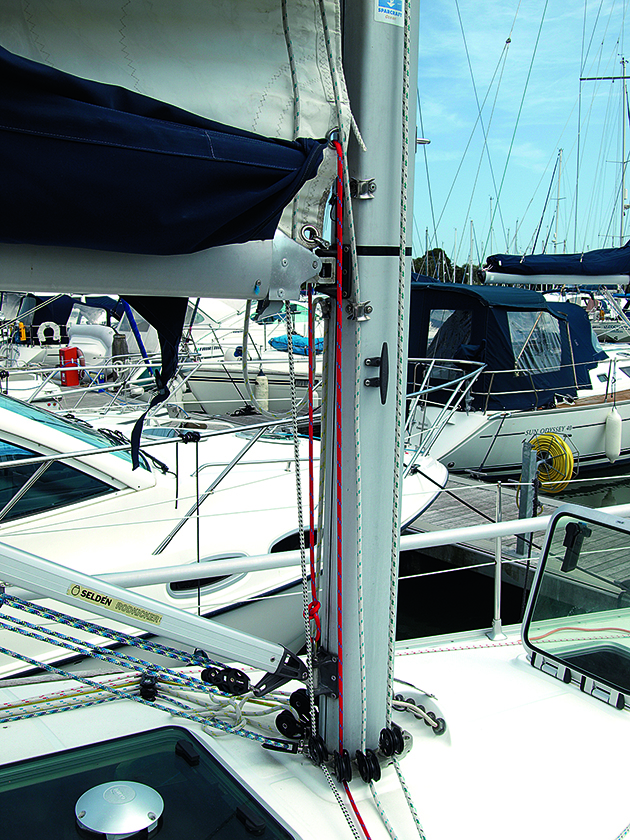 A cunningham line on a boat