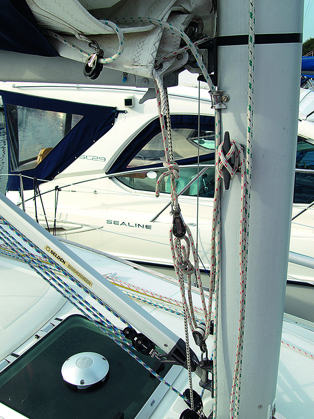 A cunningham cringle on a boat