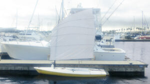 A laser dinghy with DIY sails