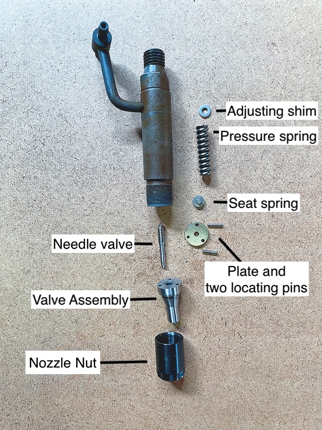 A cleaned injector from a marine diesel engine after a fuel system clean