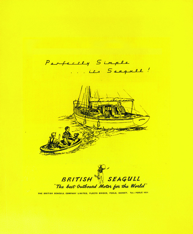 A poster advertising the British Seagull outboard engine