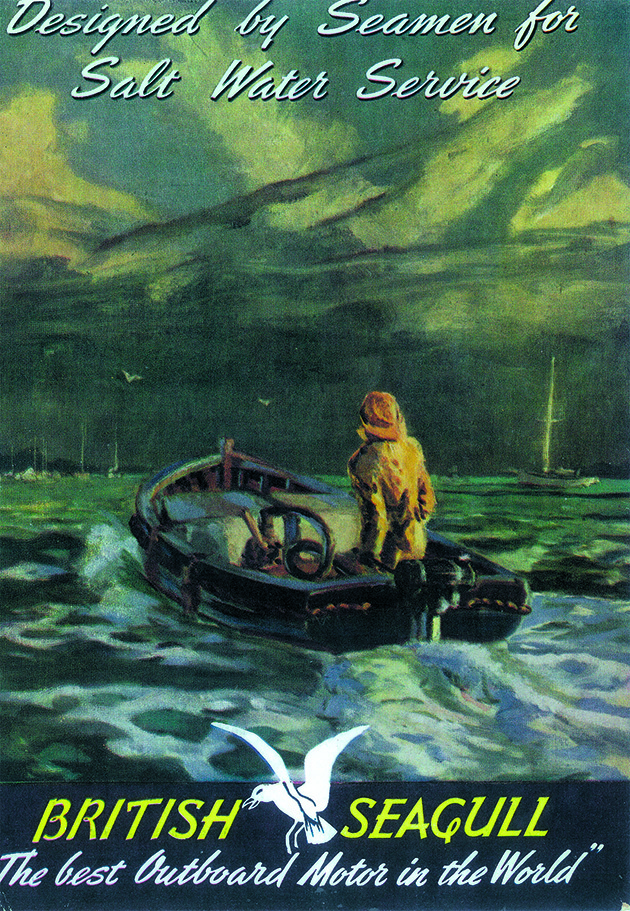 A poster advertising the British Seagull outboard engine