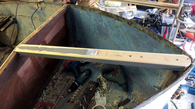Dinghy repairs using wood