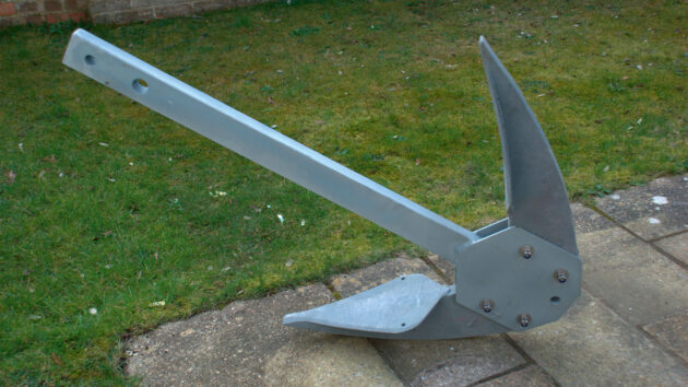 A storm anchor set up