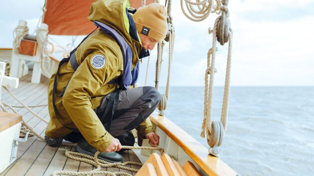 A man working on a boat
