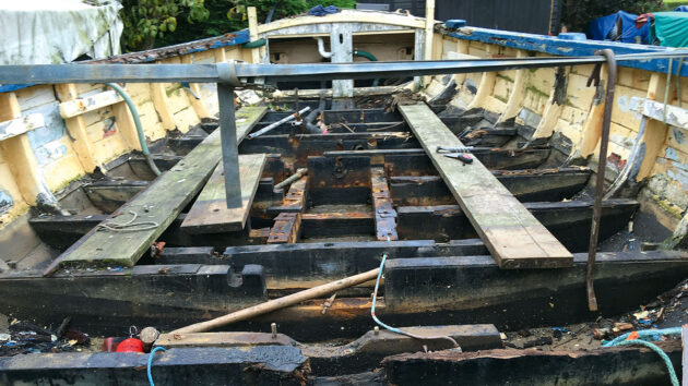The rotting hull of a boat