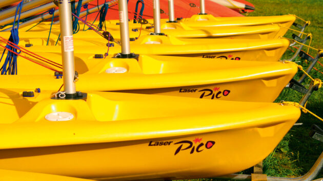 Yellow Pico dinghies lined up