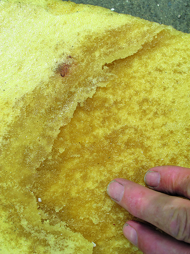 Boat construction explained - part of a rudder which is wet from water ingress
