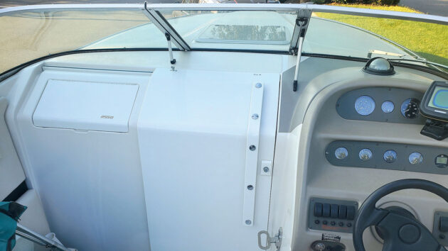 A windscreen on a boat