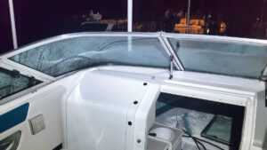 A boat windscreen