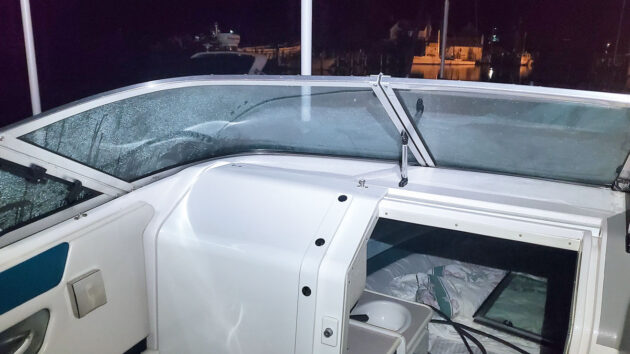 A boat windscreen