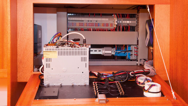 Electrical switch panel on a boat