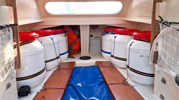 The inside of a 4m boat