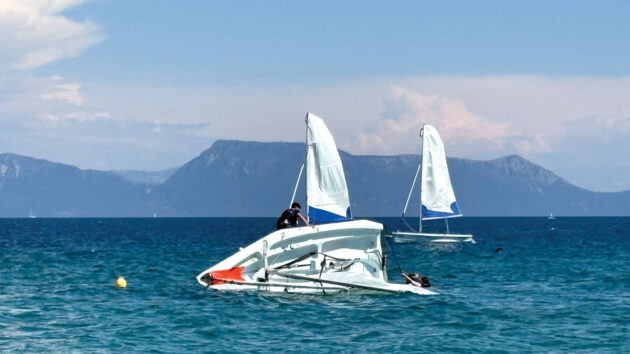 Bahia dinghy capsized during a lesson with Seafarer Beach Club, Nikiana, Greece
