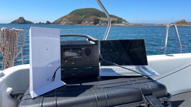 Starlink satellite communications gear aboard a yacht. Credit: Steve Hodges