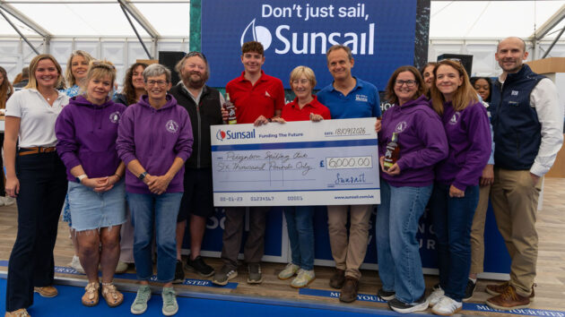 The Sunsail Funding the Future 2026 finalists with some of the judges during the Southampton International Boat Show presentation