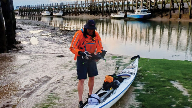 Ian Hayward arrives at muddy Rye. Credit: Ali Short