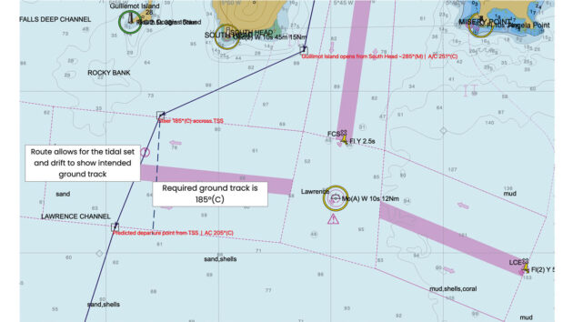 Figure 3: This route involves negotiating a Traffic Separation Scheme (TSS) which can be managed in your plan. Credit: RYA