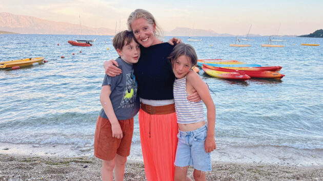 Kate Webb, of South Devon, with her children Sam and Emmie at Nikiana Beach Club