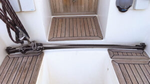 A mainsheet track on a yacht
