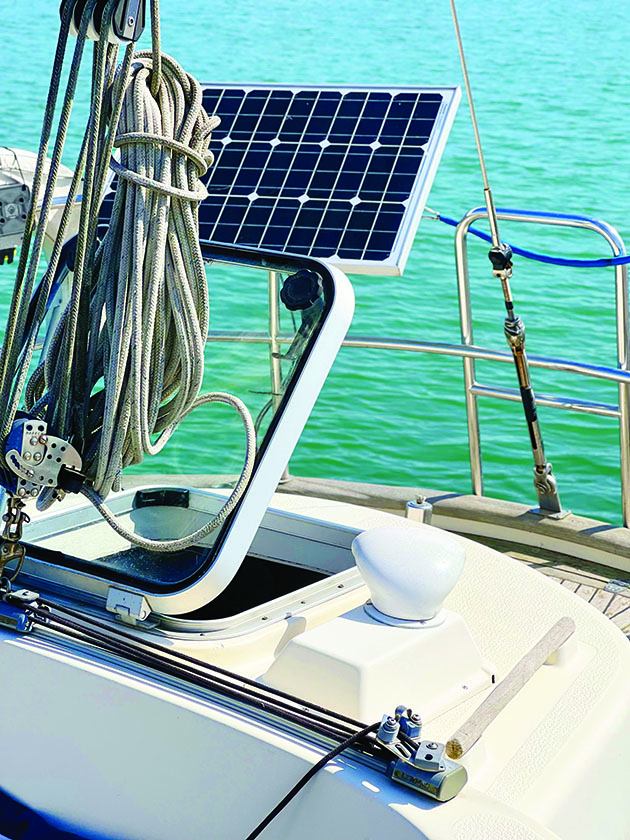 A solar panel on a boat