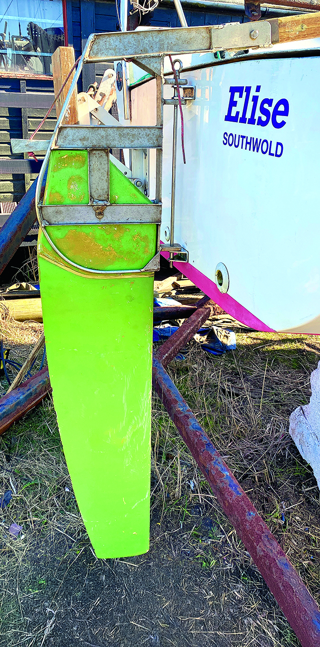 A rudder for a trailer sailer boat
