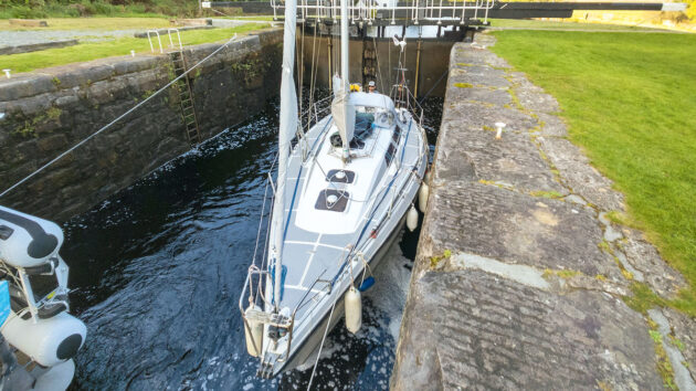 An Etap 30 yacht in a canal