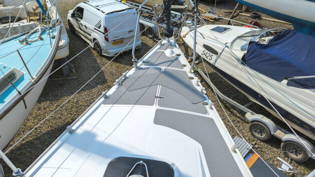 TreadDeck being fitted to the deck of an Etap 30 yacht