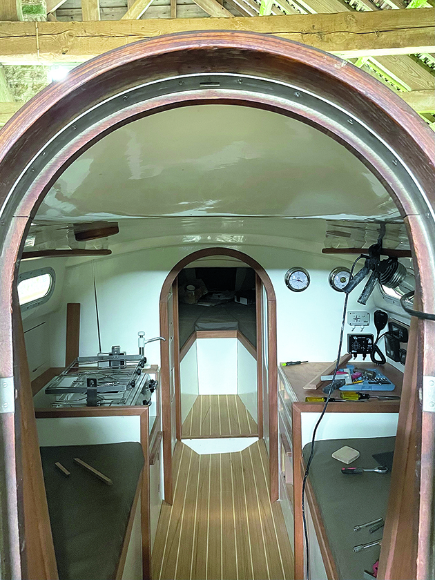 Galley and saloon of a Contessa 26 yacht