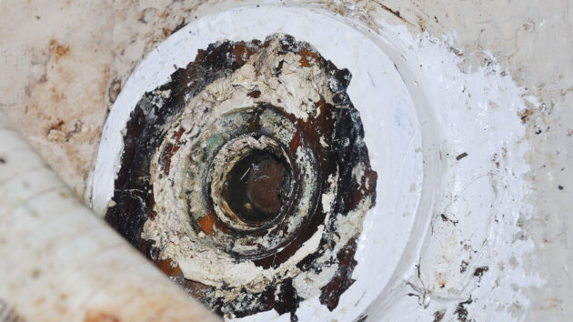 A backing plate on a boat