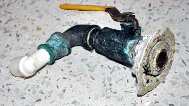 A broken seacock needing a repair