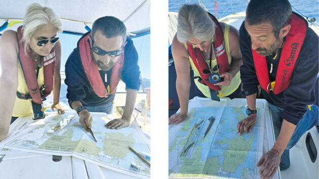 Passage planning using a paper chart while on a yacht charter holiday. Credit: Katy Stickland/Future Plc