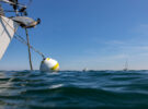 Studland bay eco mooring with yacht moored up. Credit: Brad Wakefield/The National Trust