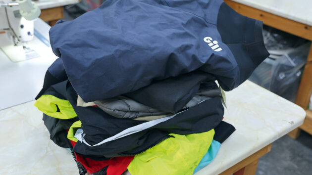 Pile of old sailing clothes. Credit: Gill/gb.gillmarine.com