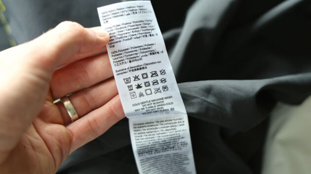 Garment care label. Credit: Gill/gb.gillmarine.com
