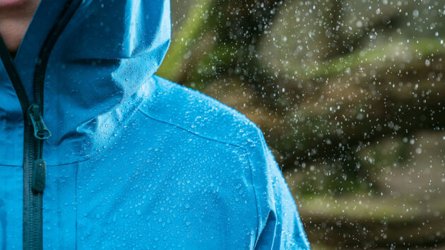 Beading shows that waterproofing on a jacket is working – it's the first line of defence against water ingress. Credit: Nikwax