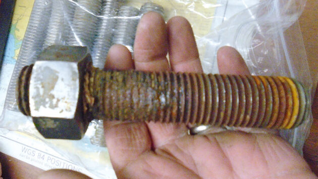Rusty keel bolts from a boat