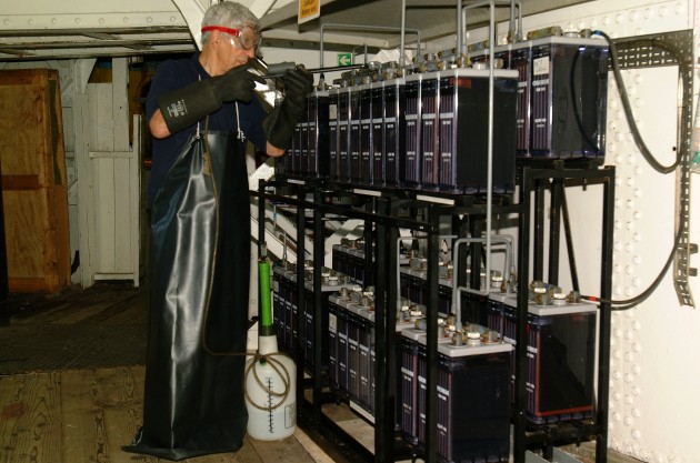 Topping up the batteries that power the light.
Copyright: Barry Pickthall. No unauthorised copying.