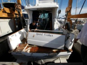 The wrecked photoboat