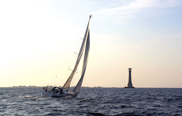 'Big Doris' approaching Bishop’s Rock at dawn, 2014