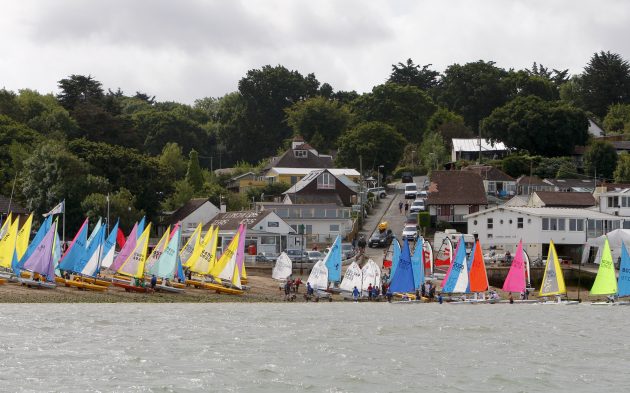 Dinghies on the waterfront outside a yacht club