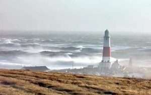 Wind and rough seas at Portland Bill